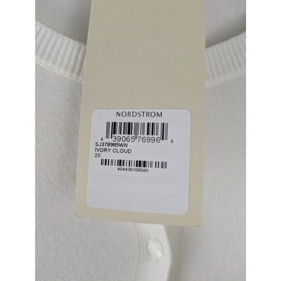 Sejour Ivory Long Sleeve Ruffle Hem Cardigan Sweater Nordstrom - Picture 6 of 7